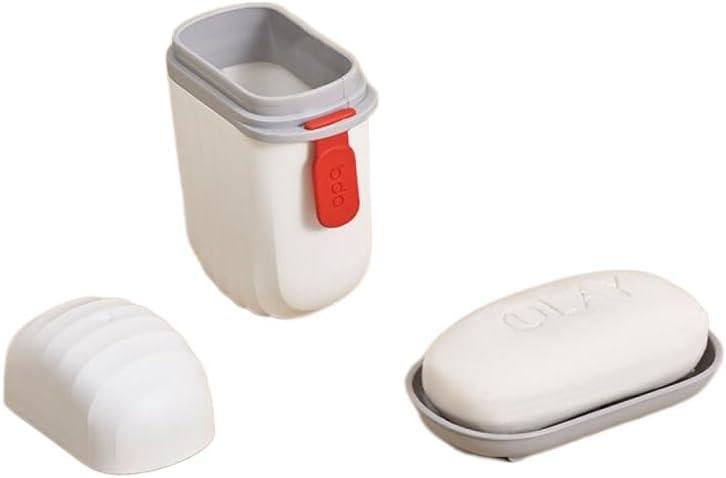 Soap Holder Bathroom Home Outdoor Camping Plastic Soap Dish with Lid (Pack of 2)